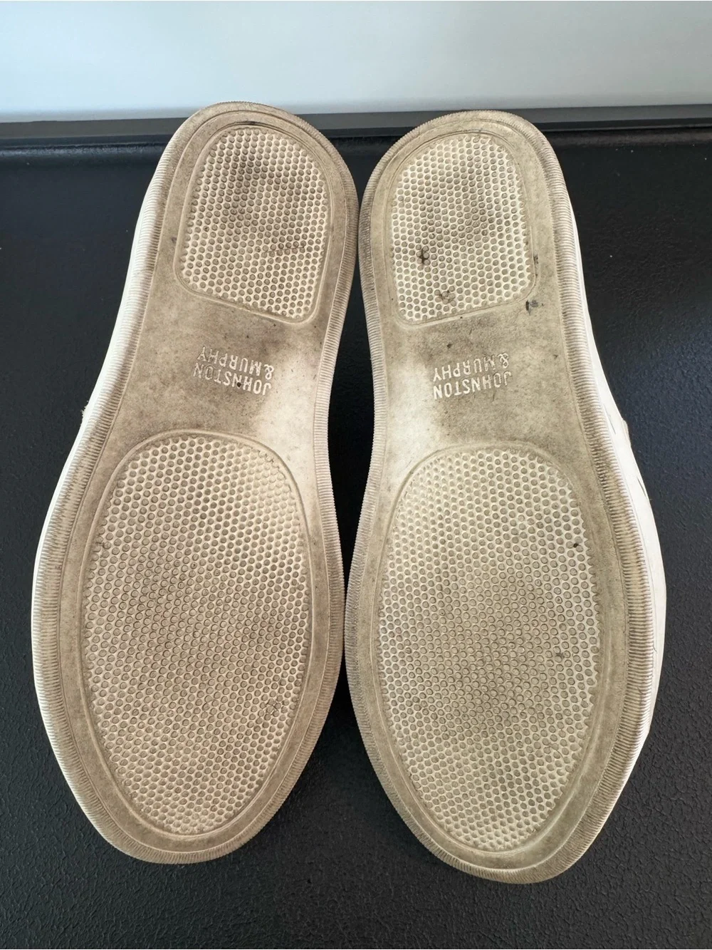 Johnston & Murphy Black Slip-On Sneakers with Silver Band
